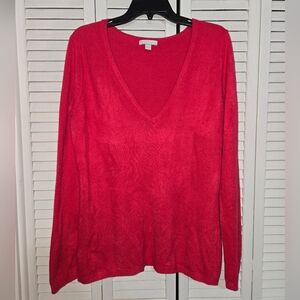 New York & Company Women's L Pink V-Neck Sweater